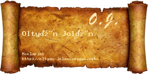 Oltyán Jolán névjegykártya